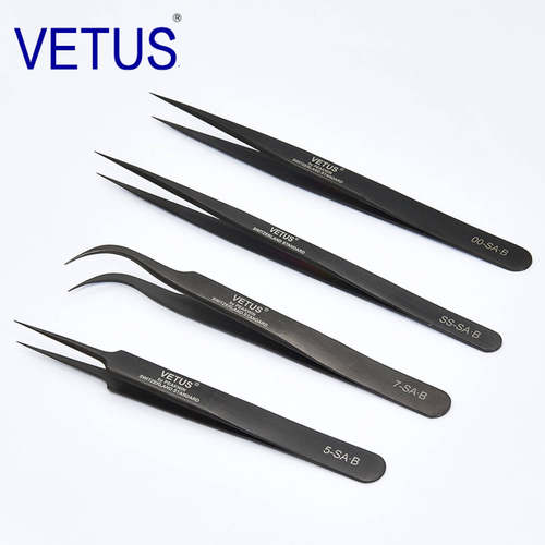 钟表维修不锈钢镊子黑色VETUS