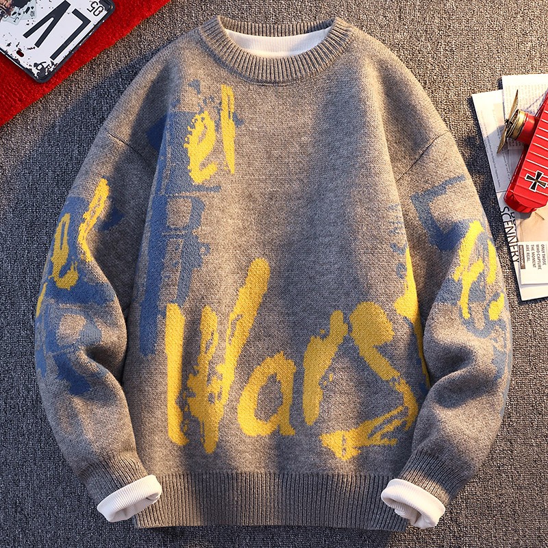 唐狮集团DESSO毛衣男秋冬拼色字母休闲打底针织衫线衣服休闲百搭