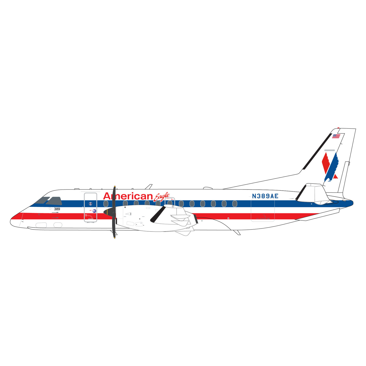 合金仿真飞机模型Saab340B收藏