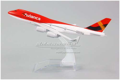 哥伦比亚航空 Avianca 波音 B747-400 红 合金 仿真飞机模型 16cm