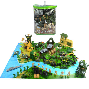 经典小兵打仗军事套装兵人基地兵团儿童玩具静态对战拼装模型场景