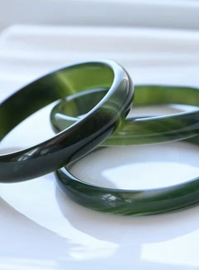 巴西天然帝王绿手镯女款玛瑙玉石玉少女翡翠玛瑙冰种菠菜绿玛瑙