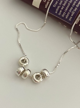 日韩925纯银蛇骨链圈圈项链五个圆圈毛衣链小众极简锁骨链