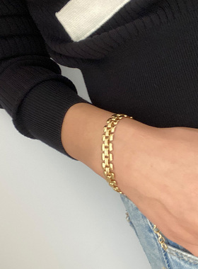 重工欧美风手表链质感黄铜镀金