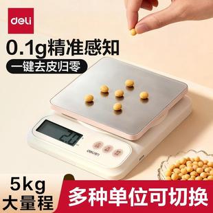 得力厨房秤电子秤家用小型便携式精确不锈钢食物秤称重精确克重秤