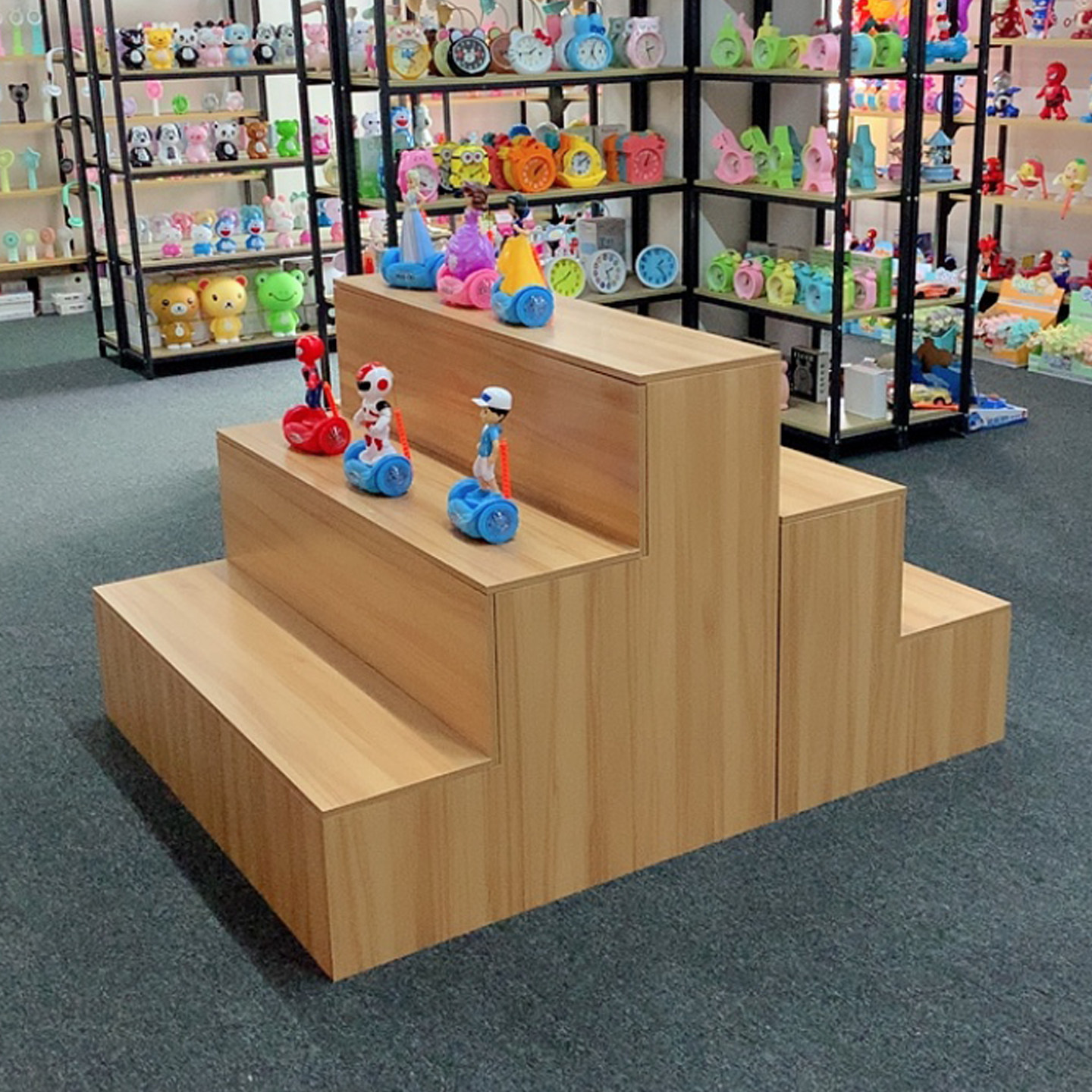 梯形展示架阶梯式货架中岛柜鲜花店置物架鞋展架台阶式礼品展示台
