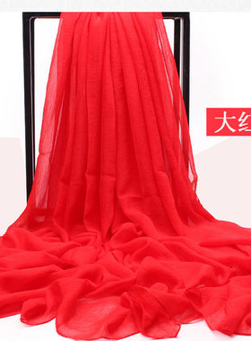 春秋冬薄纱巾女士披肩加长款米3