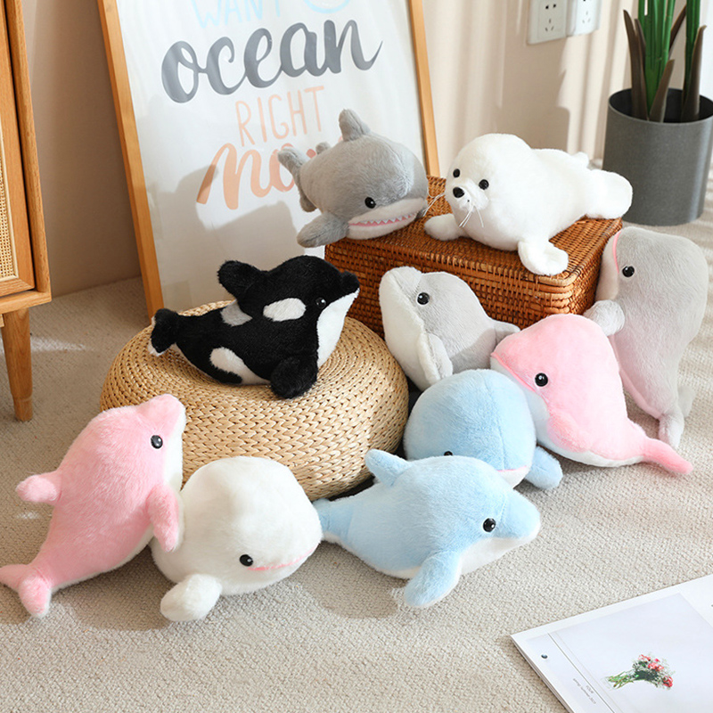 海洋世界鲸鱼公仔海豚毛绒玩具鲨鱼儿童布娃娃玩偶可爱生日礼物女