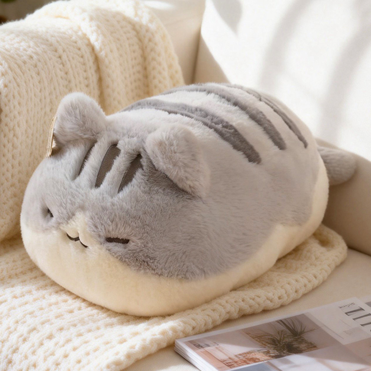 可爱猫咪抱枕女生睡觉毛绒玩偶沙发靠垫公仔午睡趴枕女孩生日礼物