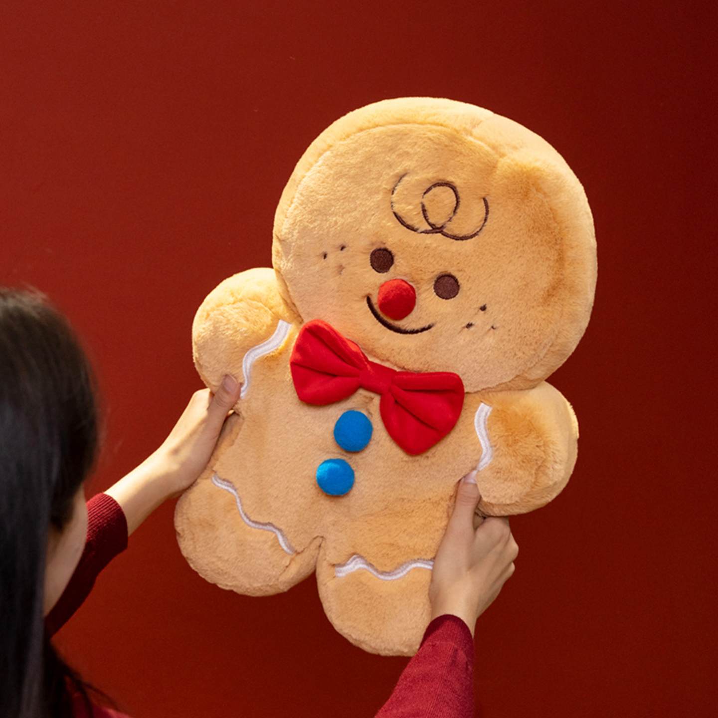 可爱姜饼人抱枕女生睡觉毛绒玩具兔子玩偶沙发靠垫公仔圣诞节礼物