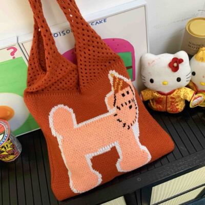 毛织单肩包毛织狗狗韩版