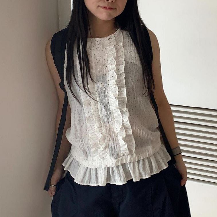 六0628韩国正品myou-th1013 背心区新潮秋季知性通勤炸街纯色清新