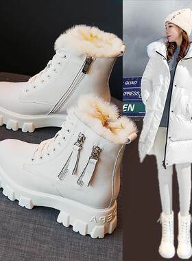 真皮防水雪地靴冬季厚底增高