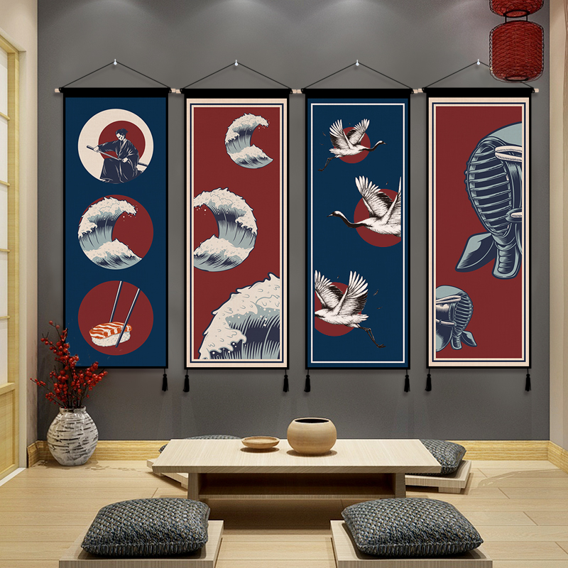 日式客厅布艺挂画卧室墙布背景墙电表箱装饰画壁画挂布ins背景布图片