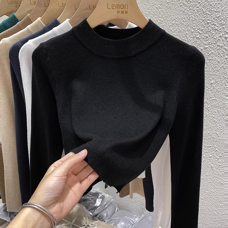 黑色内搭打底衫针织毛衣短款上衣