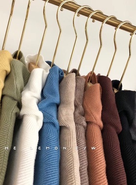 2025秋季内搭打底衫女洋气时尚高领堆堆领针织衫宽松毛衣白色上衣