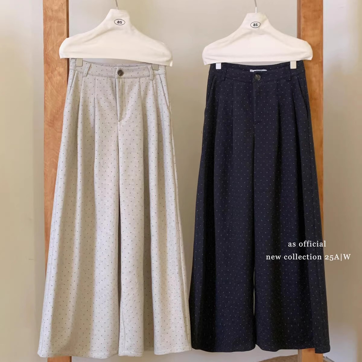 慵懒风波点宽松阔腿休闲裤女