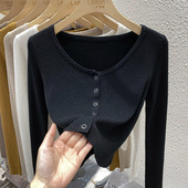 内搭短款 V领披肩针织衫 小个子毛衣外套上衣 冬季 修身 开衫 女打底衫