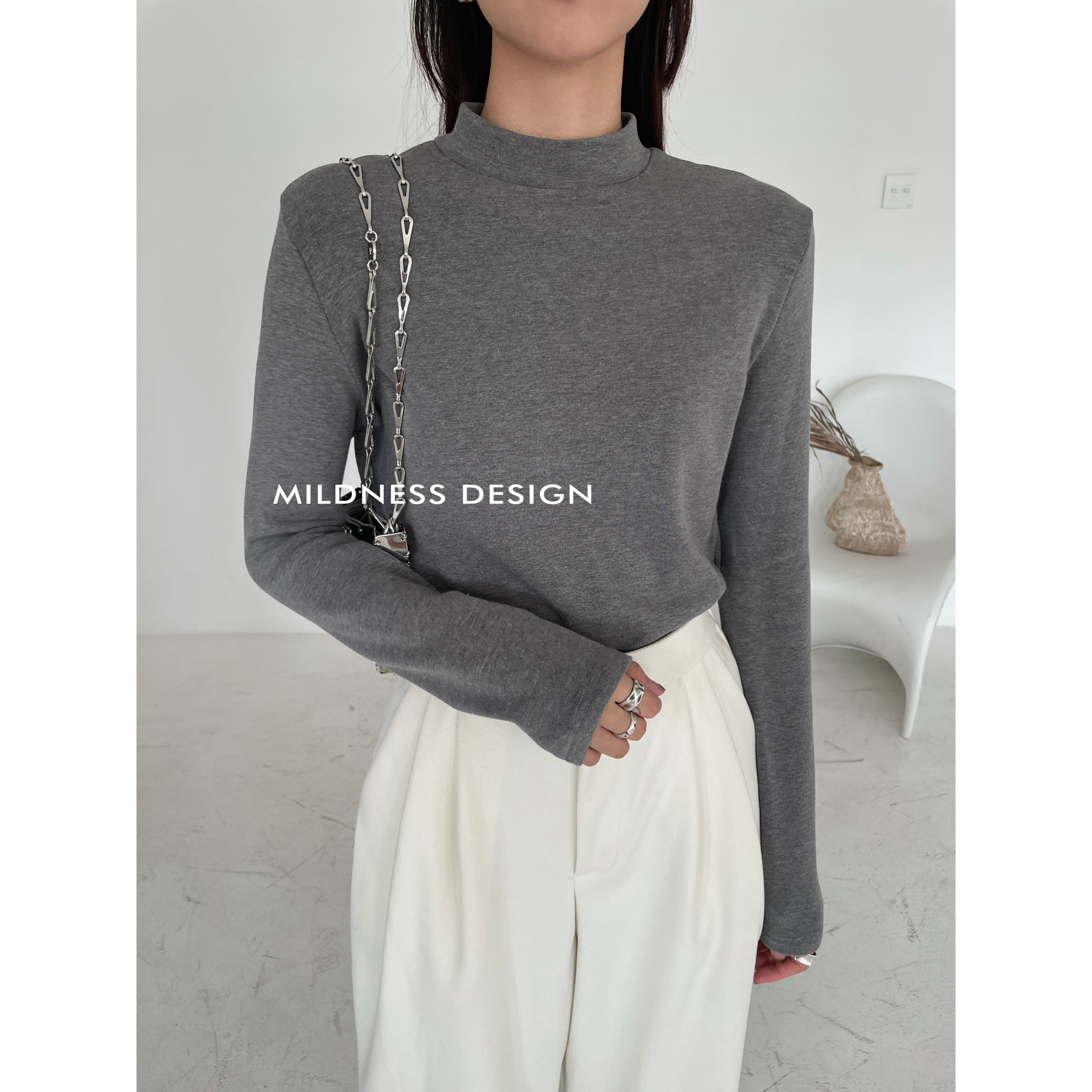 MILDNESS-深冬上新爆款回归金品加绒立领上衣打底衫N118