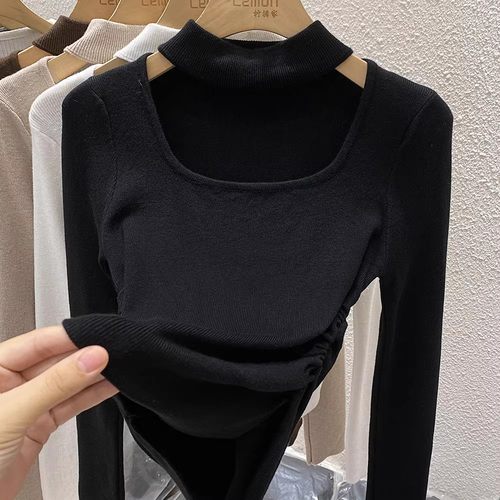 方领法式内搭上衣女修身打底衫
