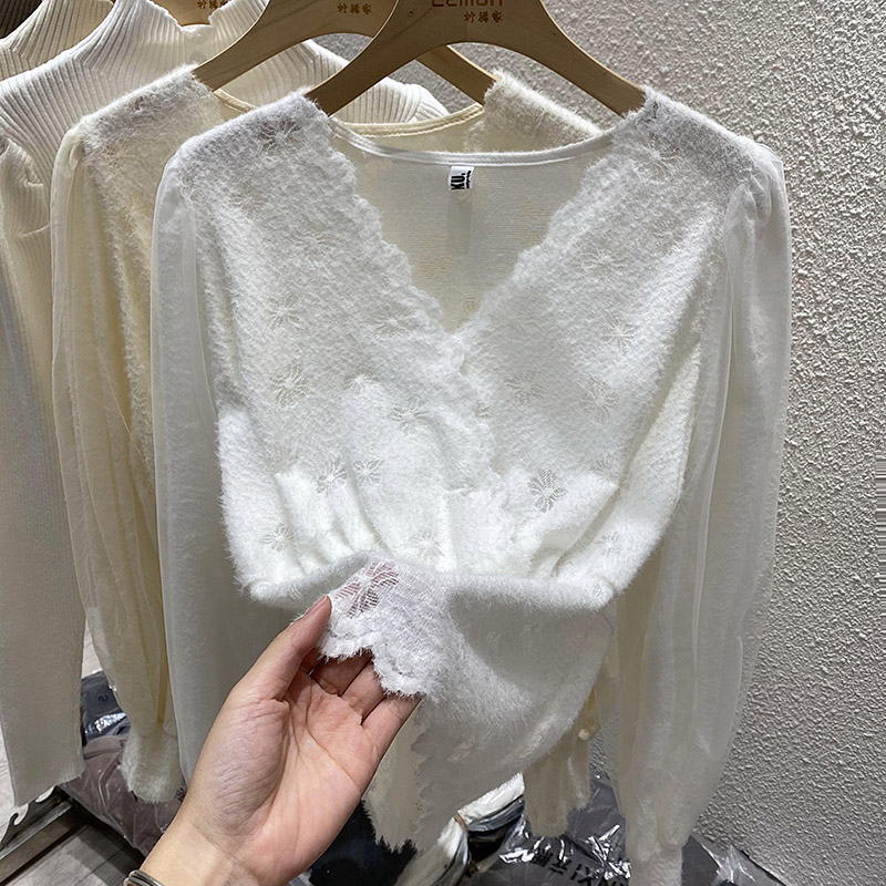 蕾丝打底设计感小众法式宽松上衣