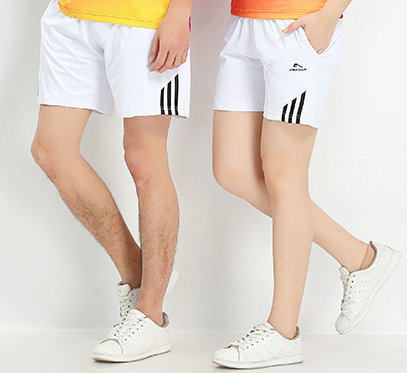 夏运动服男女短裤白色黑色团体服表演服徒步健走队服裤子南韩丝