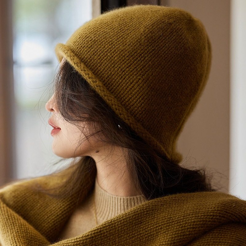 100纯山羊绒浅顶羊绒帽3针26支9