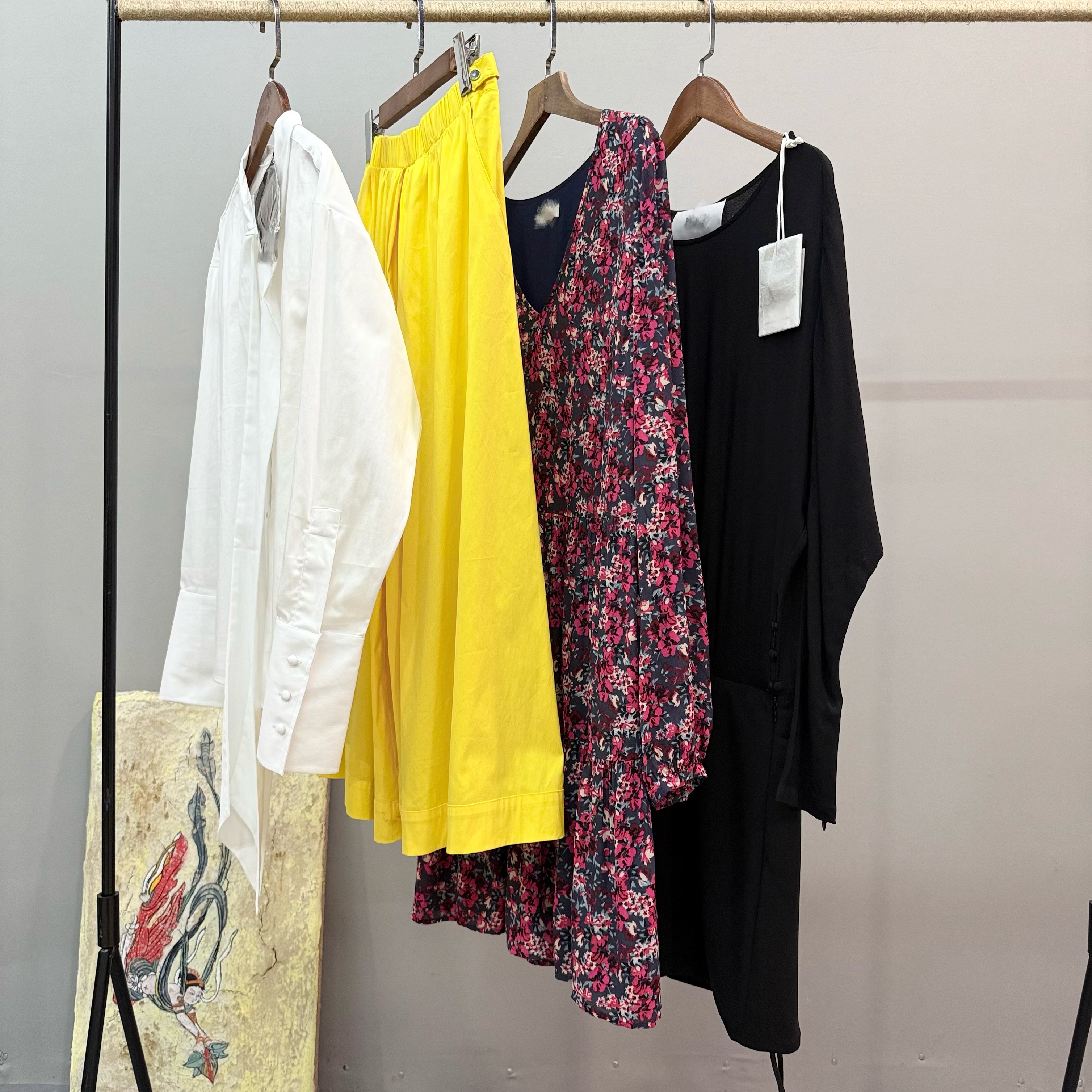 外贸单飘带衬衫阔腿裤碎花V领长袖连衣裙蝙蝠袖拼接显瘦包臀裙子