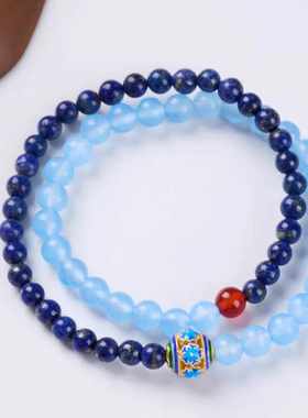 【收藏级青金石】【蓝走一切不好】2026马年景泰蓝青金石米珠手链