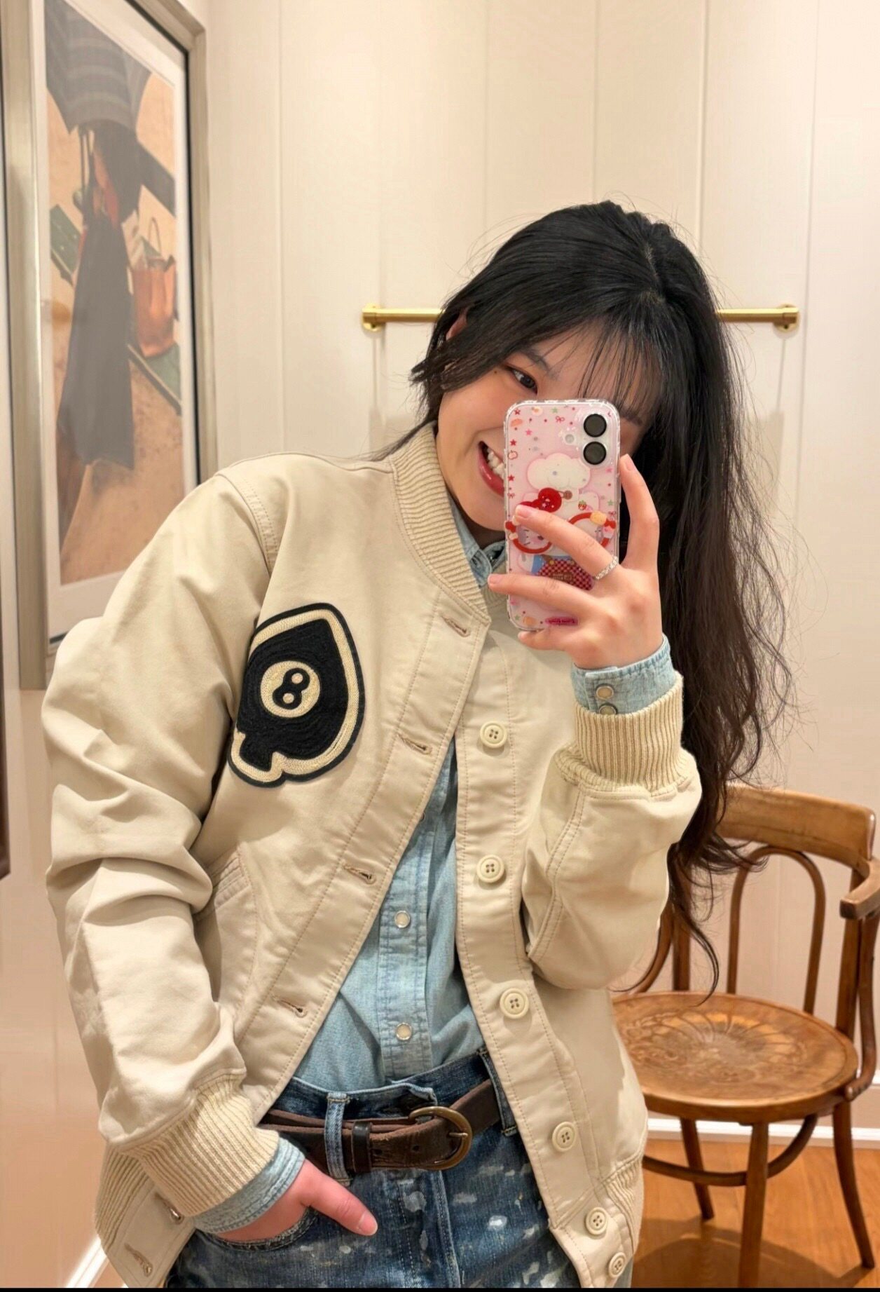 RL美式复古刺绣工装风外套男女同款休闲上衣春秋款夹克阿美咔叽潮