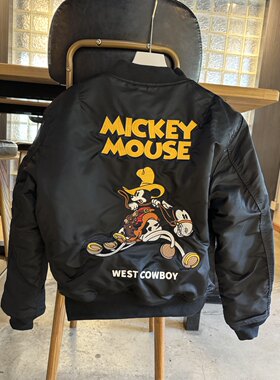 西部警长米奇飞行服夹克情侣款棒球服棉服棉衣重工刺绣骑行服ma1
