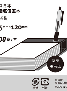 Chois出口日本插笔易撕空白内页便签本 无背胶