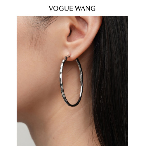 VOGUEWANG镀18K金色肌理感大耳环