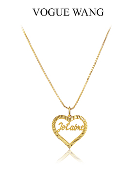 S925纯银镀金色爱心毛衣链项链