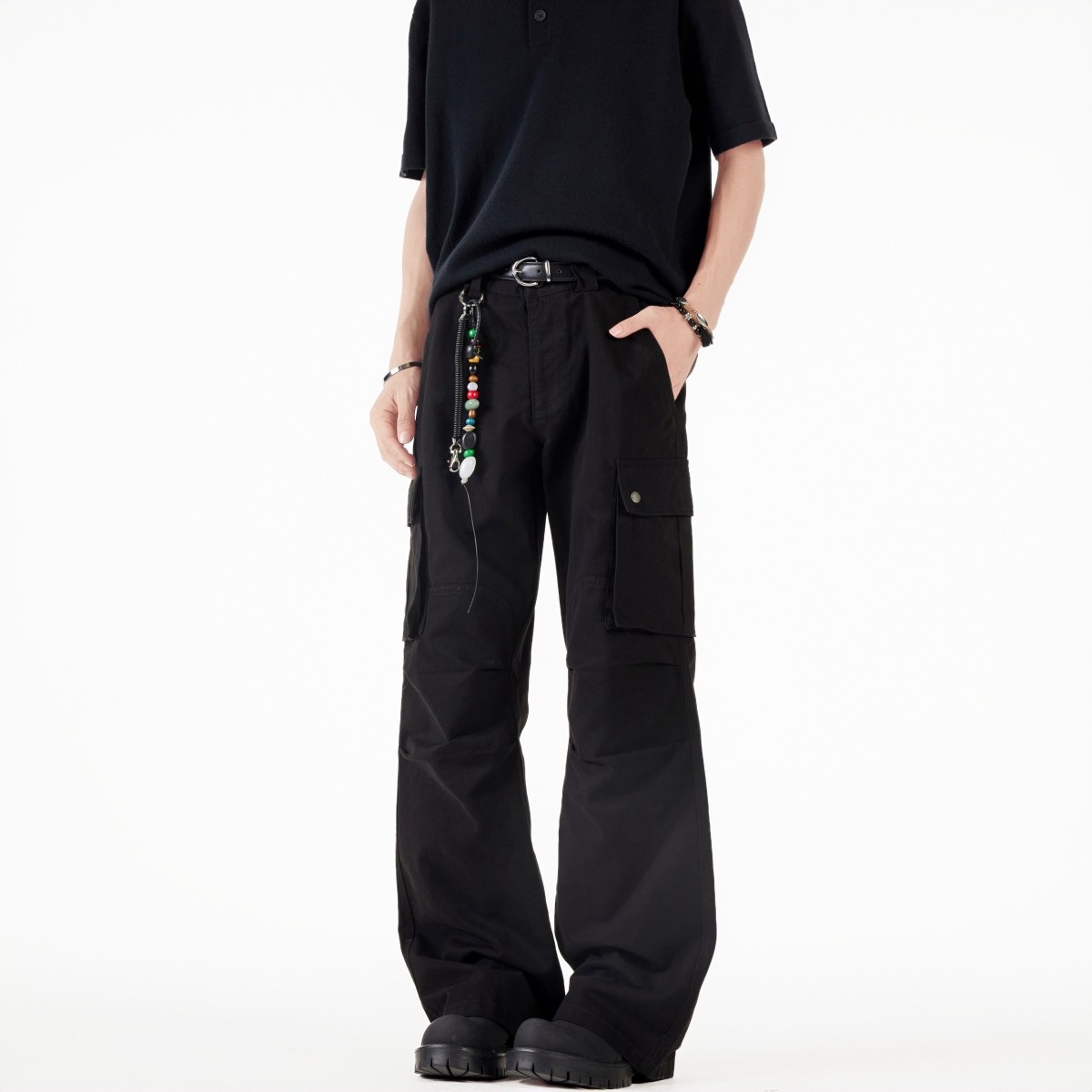 凯文麦克自家图NZ65洗水棉做旧风琴口袋 灰绿色  黑色S到3XL成分1