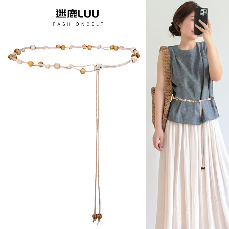 波西米亚绳子腰带女装饰配裙子民族风编织细腰绳配饰2025新款腰链