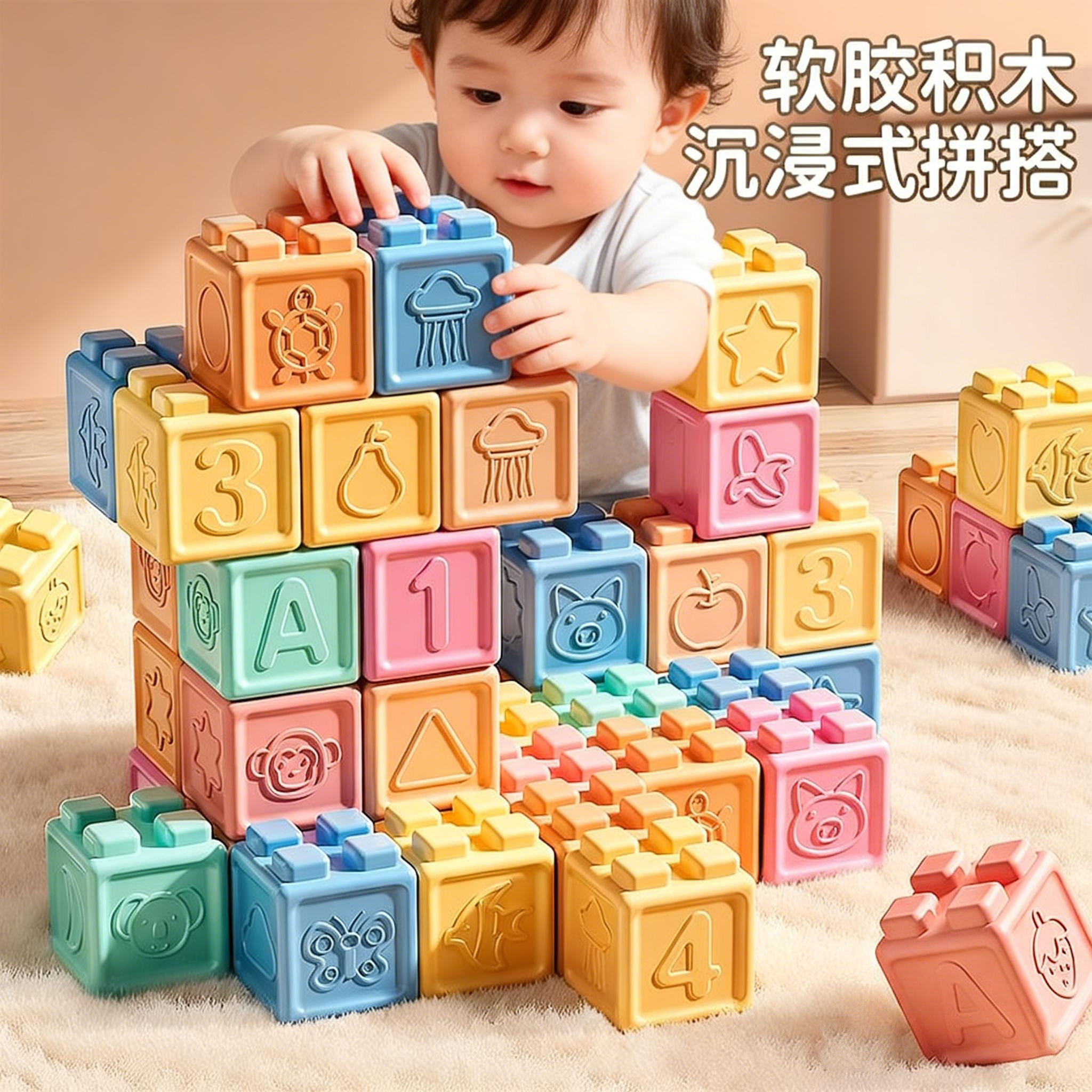 宝宝软硅胶积木玩具大颗