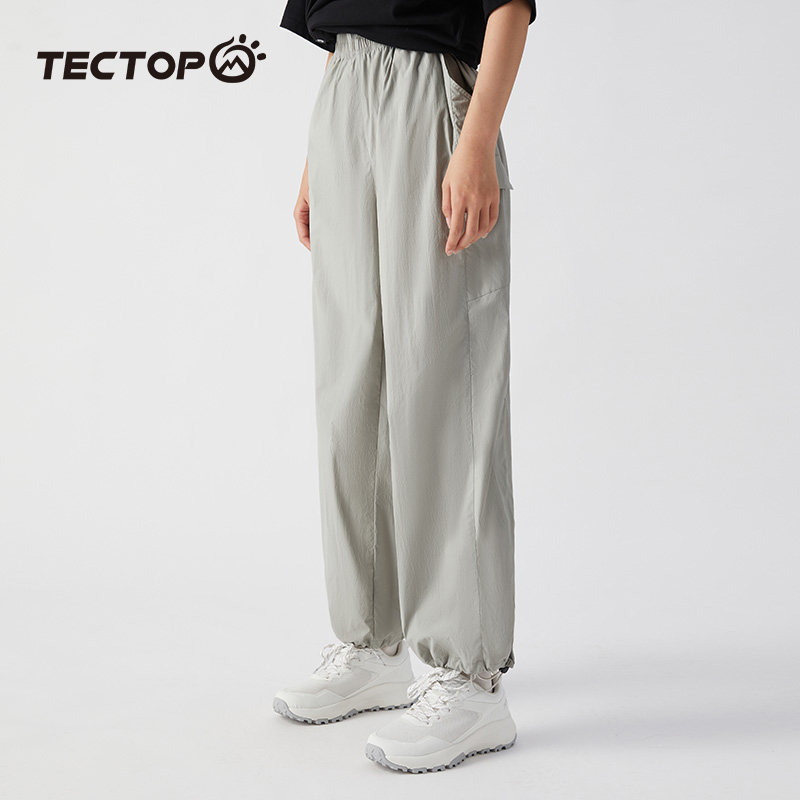 TECTOP探拓户外速干裤女阔腿高腰宽松透气休闲工装裤运动梭织长裤