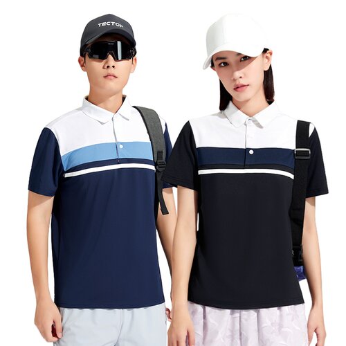 TECTOP探拓户外夏季男女透气轻薄翻领Polo衫拼接运动休闲短袖T恤