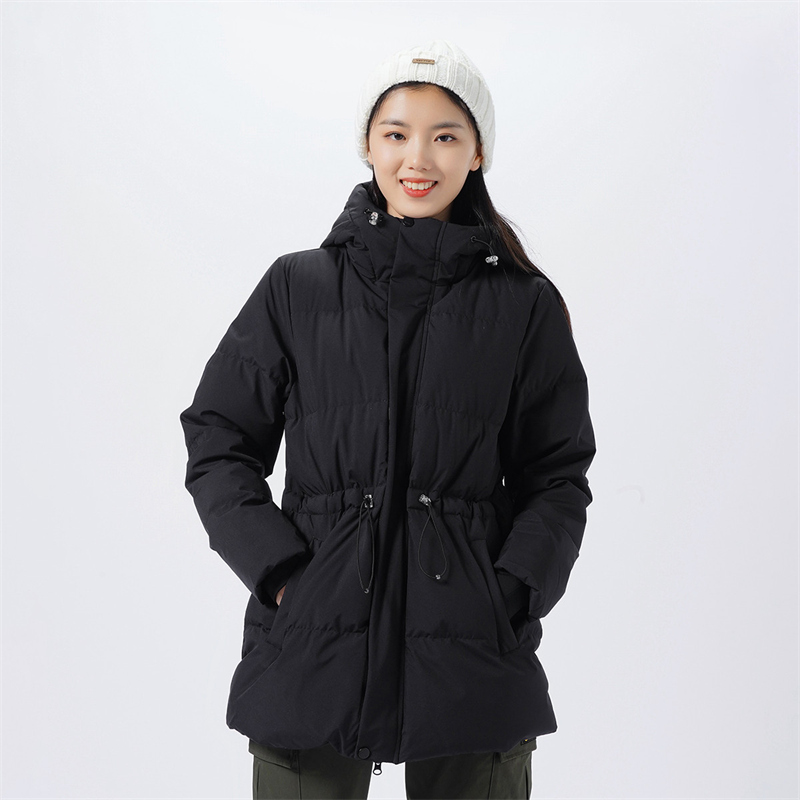 TECTOP探拓户外秋冬季中长款女士休闲保暖连帽外套耐磨防风羽绒服