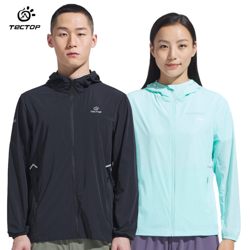 探拓户外夏季男女透气宽松冰感轻薄防晒衣徒步休闲运动连帽皮肤衣