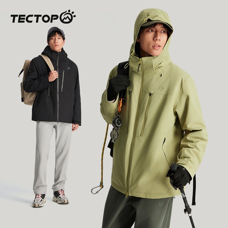 TECTOP探拓户外秋冬抓绒内胆两件套三合一冲锋衣男式防风保暖外套