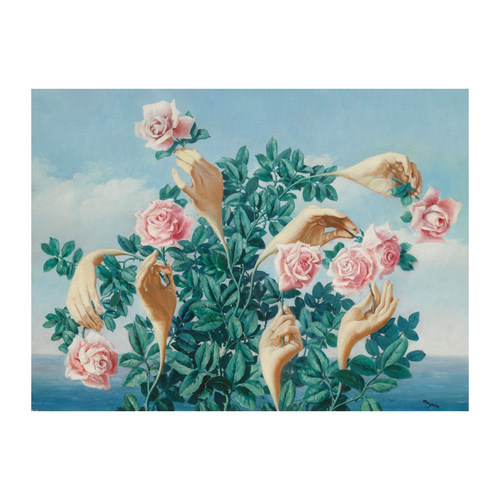 Magritte詹姆斯先生的遐想幻想曲手绘临摹玛格里特油画花卉装饰画