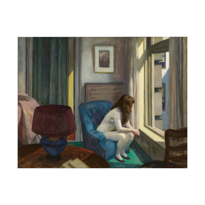 美式客厅装饰画手绘霍普油画临摹名画Edward Hopper霍珀十一点