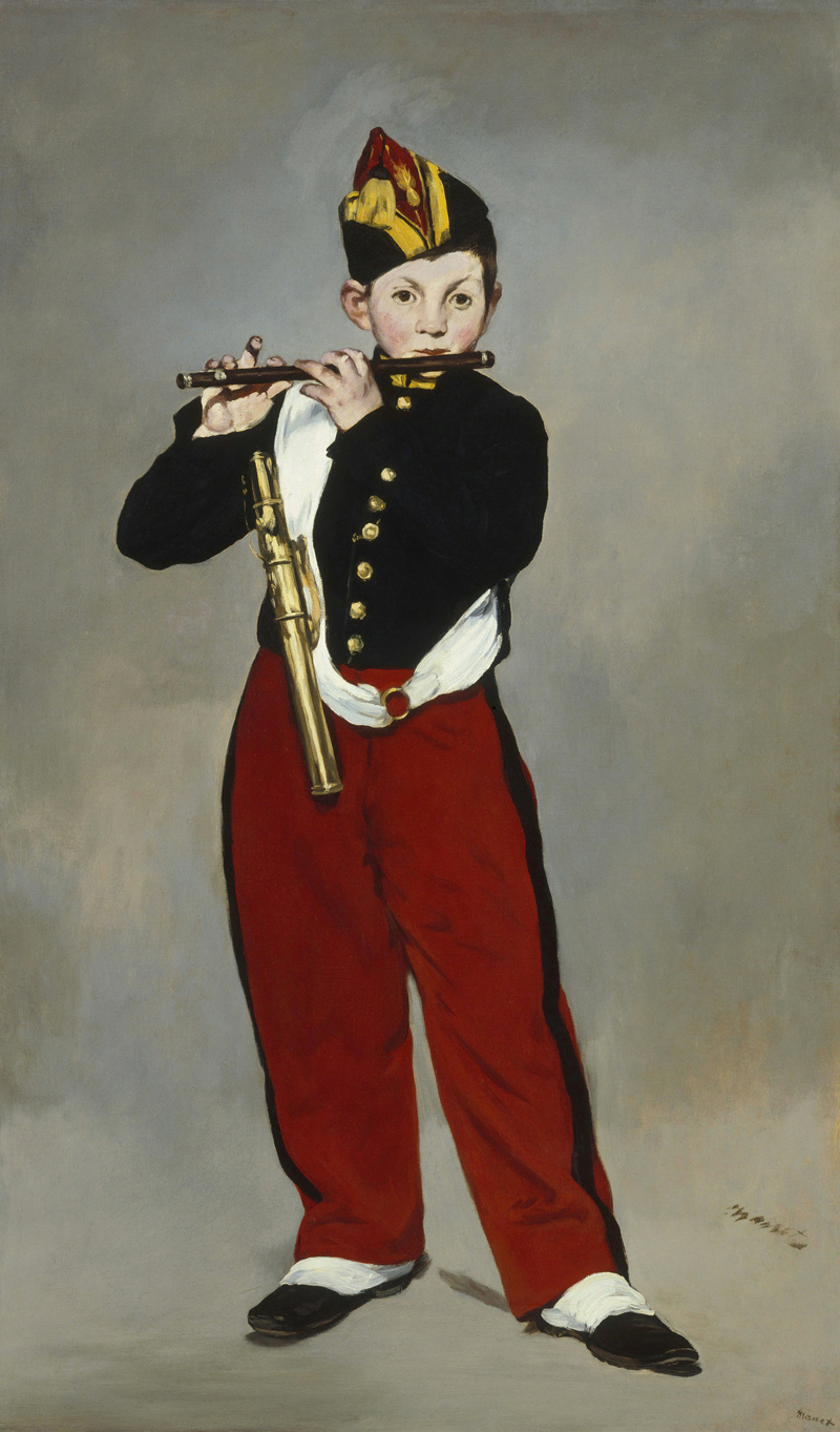 Edouard Manet油画手绘临摹装饰画名画马奈吹笛少年复制品卧室