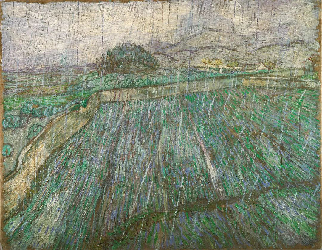梵高油画雨中的麦田凡高van gogh纯手绘临摹客厅沙发装饰画