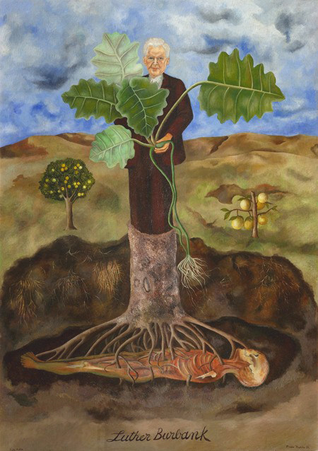 装饰画植物学家路德伯班克的肖像弗里达卡罗Frida Kahlo手绘临摹