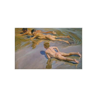 华金索罗拉临摹油画海滩上的男孩手绘儿童装饰画Joaquin Sorolla