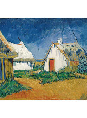 临摹梵高van Gogh纯手绘风景装饰画凡高油画圣玛利斯的白色别墅