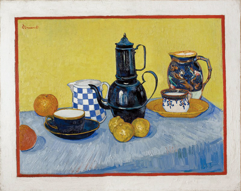 梵高油画静物与咖啡壶凡高van gogh手绘临摹复制品名画装饰画